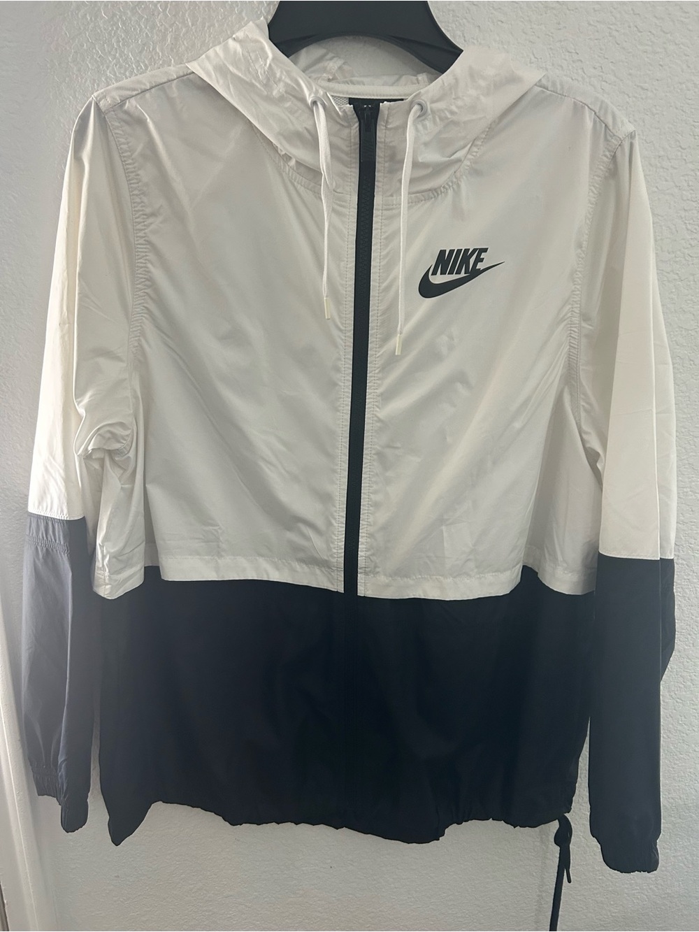 Nike White and Black Colorblock Utility Windbreaker Jacket